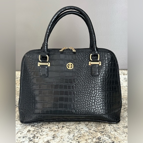 Giani Bernini Handbags - Giani Bernini Croc Embossed Faux Leather Saffiano Dome Satchel Purse